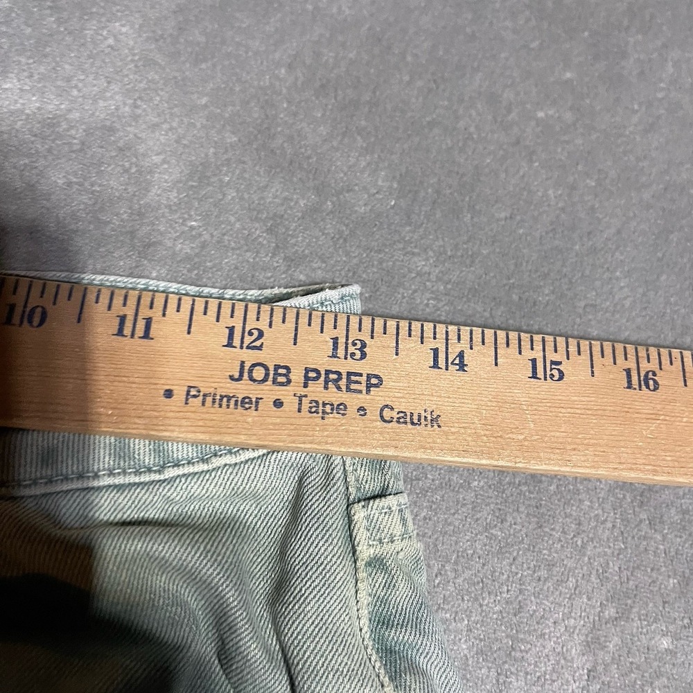 Zara Jeans Womens 4 Green Faded Raw Hem Straight Leg Boho Grunge Cropped - Picture 3 of 6